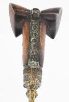 Jatagán. Balkán vagy oszmán, cca 19. sz., restaurálással, sérüléssel, hüvelyben, teljes h: 75 cm