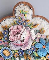 cca 1900, Murano üveg mikromozaik díszítéses asztali tükör. Rendkívül gazdag mikromozaik virágmintáv...