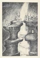 Lajos Ferenc (1912-1998): Mesetáj. Tus, papír, jelzett, paszpartuban, 32,5×23 cm