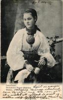 1906 Szász leány. Erdélyrészi népviselet / Sächsisches Bauern-Mädchen / Sasoica / Transylvanian Saxon girl (EK)