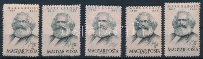 1953 Marx különböző magasságú, elfogazott, halványabb bélyegek 5 db (min. 10.000)