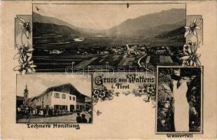 1911 Wattens (Tirol), Lechner's Handlung, Wasserfall / shop of Lechner, waterfall. Art Nouveau, floral (r)