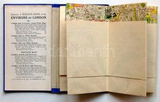 Régi angol nyelvű kihajthatós Bacons "Midget" London zsebtérkép a város főbb nevezetességeinek leírásával, feltüntetésével illetve utcajegyzékével, szép állapotban