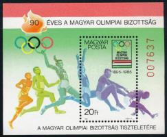 1985 90 éves a Magyar Olimpiai Bizottság ajándék blokk (26.000)