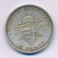 1938. 5P Ag "Szent István" T:AU,XF patina
Adamo P8.1