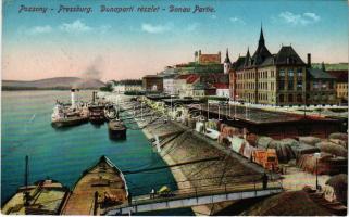 1913 Pozsony, Pressburg, Bratislava; Duna rakpart, iskola / Danube quay, school (EK)