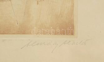 Almásy Aladár (1946-): Jelenet (cím nélkül). Rézkarc, papír, jelzett. Üvegezett fakeretben, 25x28 cm
