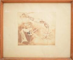 Almásy Aladár (1946-): Jelenet (cím nélkül). Rézkarc, papír, jelzett. Üvegezett fakeretben, 25x28 cm