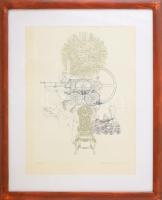 Ábrahám Rafael (1929-2014): Derű. Szitanyomat, papír, jelzett. Üvegezett fakeretben, 36x25 cm