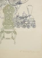 Ábrahám Rafael (1929-2014): Derű. Szitanyomat, papír, jelzett. Üvegezett fakeretben, 36x25 cm