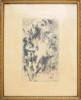 Pituk József Viktórián (1906-1991): Mitológiai jelenet. Rézkarc, papír, jelzett. Dekoratív, üvegezet...