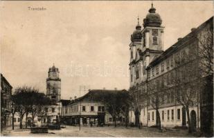 1916 Trencsén, Trencín; tér, templom. Gansel Lipót kiadása / square, church