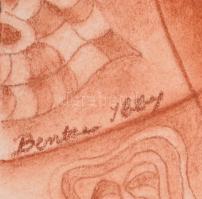 Bentze Ibby (-): Életkerék. Préselt szén, papír. Jelzett. Kartonra kasírozva. 36,5×29 cm