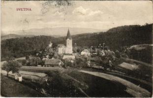 1915 Svetina; general view, church + "K.u.k. Militärzensur Cilli" (fl)