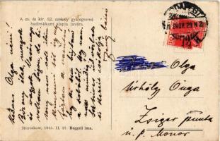 1918 Myszków (Mnyszkow), reggeli ima a lövészárokban 1915. II. 27. - A cs. és kir. 82. székely gyalo...