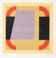 Konok Tamás (1930-2020): Geometrikus kompozíció, 1991. Szitanyomat, papír, jelzett, számozott (22/40). 28×28 cm / serigraphy on paper, signed, numbered (22/40)