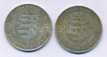 1947. 5Ft Ag "Kossuth" (2x) T:XF,VF patina
Adamo F8.1
