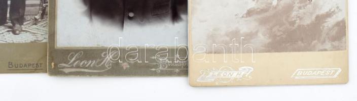 cca 1900, 6 darab keményhátú fotó, férfi portré és családi portré, Leon H. budapesti műterméből, 1-1...