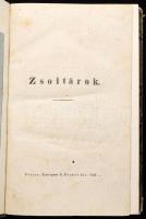 Zsoltárok. [Ford.: Guzmics Izidor.] Pesten, 1832, Esztergami K. Beimel Jós[ef], 1(Győri Fő Templom) t. + 282+3+1 p.+3 (kihajtható kották, 2 levélen) t. Korabeli kartonált papírkötés, kopott borítóval, foltos lapokkal. Ritka!