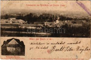 1910 Lajtabruck, Bruck an der Leitha; látkép Királyhida és Bruckújfalu Tábor felől / Monarchen Gloriette am Sappeberg im Brucker Lager / general view from Bruckneudorf and Brucker Lager (EM)