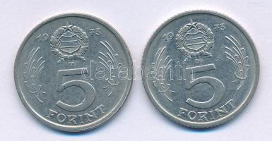 1973. 5Ft (2x) verdehibás (perem recézése) és támpéldány T:XF