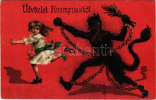 1918 Üdvözlet a Krampusztól / Krampus greeting. EAS (fl)