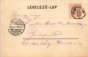 1899 (Vorläufer) Szeged, Református templom, gőzfürdő. Gönczi József kiadása, Art Nouveau