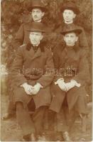 1914 Karánsebes, Caransebes; férfiak kalapban / men with hat. photo (apró szakadás / small tear)