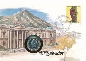 El Salvador 1977. 10c Ni-sárgaréz "Francisco Morazan" felbélyegzett borítékban, alkalmi bélyegzéssel, német nyelvű leírással T:UNC El Salvador 1977. 10 Centavos Ni-brass "Francisco Morazan" in envelope with stamp and cancellation, with German description C:UNC