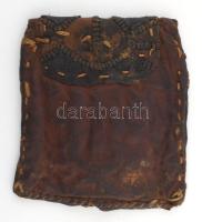Erszény. Bőr, cca 19. sz. közepe, Kárpátalja, 13x11 cm