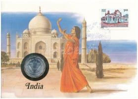 India 1974. 10p felbélyegzett borítékban, bélyegzéssel, német nyelvű leírással T:UNC India 1974. 10 Paise in envelope with stamp and cancellation, with German description C:UNC