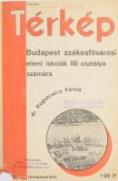 1934 Kogutowicz Károly: Térkép Budapest székesfővárosi elemi iskolák III. osztálya számára, Bp., M. Kir. Állami Térképészet, lapszéli sérülésekkel, 54x40 cm