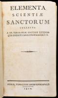 [Mollik Tóbiás (1751-1824)]: Elementa scientiae sanctorum collecta a ss. theologia doctore ejusdemque emerito regio professore p. o. Agriae, 1822, Typis Lycei Archi-episcopalis, 8+750 p. Latin nyelven. Korabeli kartonált papírkötés, kopott borítóval, kissé foltos