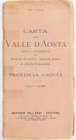 Pio Galli: Carta della Valle d'Aosta con i massicci del Monte Bianco - Monte Rosa e Gran Paradiso. Provincia d'Aosta. / Olaszország, Aosta-völgy (Valle d'Aosta) tartomány térképe, 1 : 115.000, Milano, Antonio Vallardi Editore, kisebb sérülésekkel, 94x73,5 cm