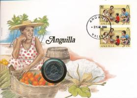 Kelet-Karibi Államok / Anguilla 1989. 25c felbélyegzett borítékban, bélyegzéssel, német nyelvű leírással T:UNC East Caribbean States / Anguilla 1989. 25 Cents in envelope with stamp and cancellation, with German description C:UNC