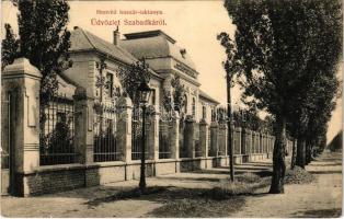 1910 Szabadka, Subotica; Honvéd huszár laktanya. Heumann Mór kiadása / military hussar barracks (EK)