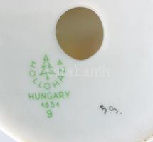 10 darabos magyar porcelán figura tétel, közte Zsolnay macska, Hollóházi balerina, stb, 1-1 lepattan...