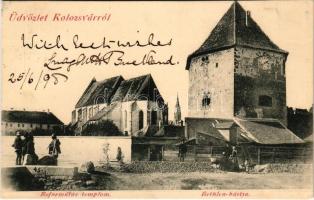 1898 (Vorläufer) Kolozsvár, Cluj; Református templom, Bethlen-bástya / Calvinist church, bastion tower (vágott / cut)