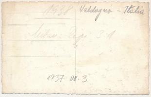 1938 Valdagno, RIPENSIA Temesvár labdarúgó csapat útban Milánóba: Gall, Oprea, Lazar, Sorin, Lazar, ...