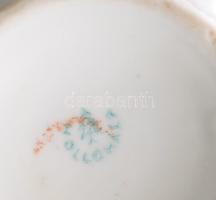 Hollóházi 8 darabos klf tárgy tétel, közte kobalt bonbonier, pöttyös tejkiöntő, Takarékszövetkezet h...