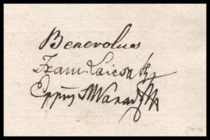 1839 Lajcsák Ferenc (1772-1843) váradi püspök aláírása egy a váradvelencei parókia részére szóló lat...