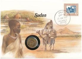 Szudán 1972. 5m bronz felbélyegzett borítékban, bélyegzéssel, német nyelvű tájékoztatóval T:UNC patina Sudan 1972. 5 Milliemes bronze in envelope with stamp, cancellation and with German description C:UNC patina