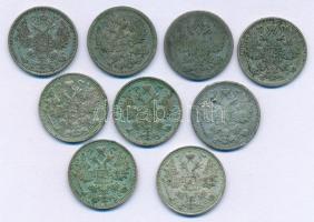 Orosz Birodalom 1863-1916. 15k Ag (9xklf) T:AU-F patina
Russian Empire 1863-1916. 15 Kopecks Ag (9x...