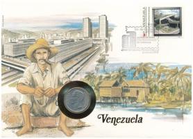 Venezuela 1977. 1B acél felbélyegzett borítékban, alkalmi bélyegzéssel német nyelvű leírással T:VF Venezuela 1977. 1 Bolívar steel in envelope with stamp, cancellation and with German description C:VF