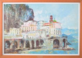 Göcsey József (1957-): Amalfi. Olaj, farost, jelzett. Fakeretben. 40x60 cm