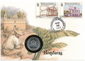 Honduras 1980. 10c Cu-Ni felbélyegzett borítékon, bélyegzéssel, német nyelvű leírással T:UNC Honduras 1980. 10 Centavos Cu-Ni in envelope with stamp, with German description C:UNC