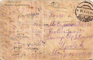 1943 Herkóca, Hrtkovci; utca, templom / street, church. TCV card (fl)