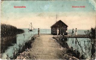 1908 Gyenesdiás, Balaton fürdő. Mérei Ignác kiadása (Rb)