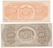 Hawaii DN(1879-1880) 20$ mintájára készült "COPY" jelzéssel ellátott replika + DN(1895) 10...
