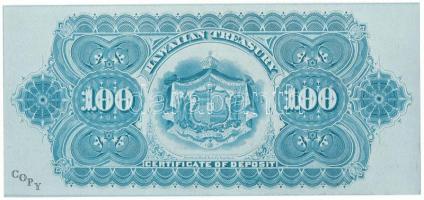 Hawaii DN(1879-1880) 100$ mintájára készült "COPY" jelzéssel ellátott replika (a másolatot...